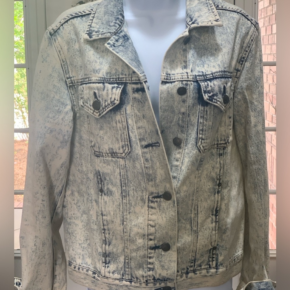 Top Shop 100% cotton moto jacket. Pewter metal buttons, 4 pockets lightweight,S4